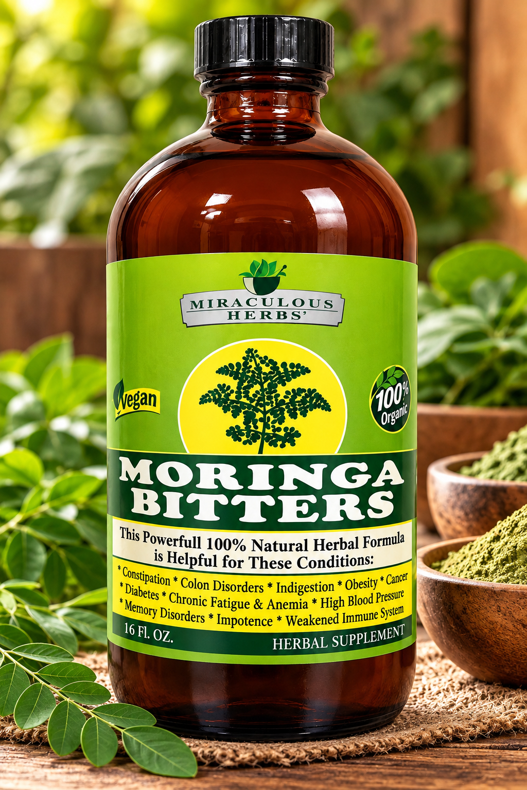 Miraculous Herbs Moringa Bitters – Original Herbal Formula | 8oz