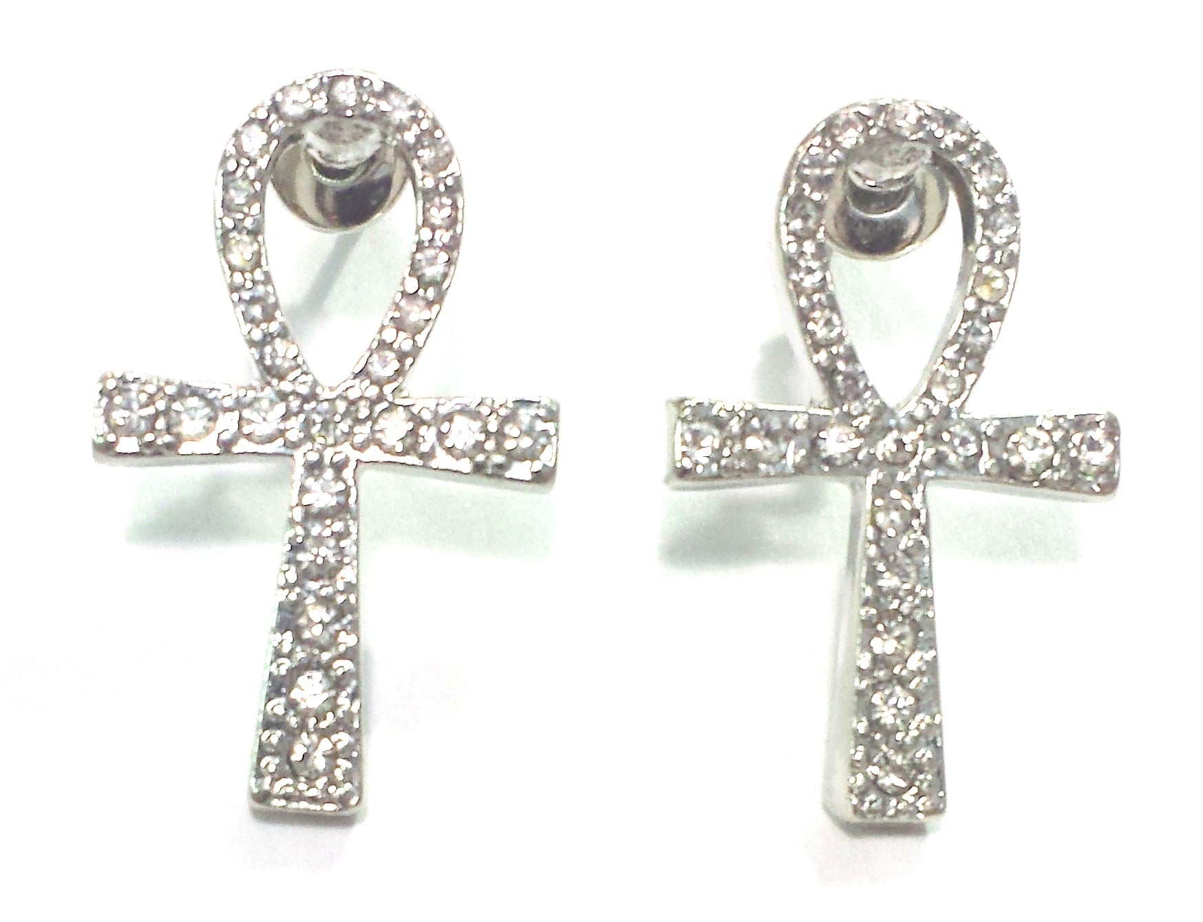 Ankh Stud Earrings (Silver Color)