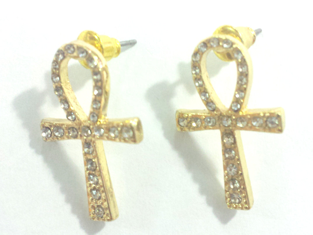 Ankh Stud Earrings (Gold Color)