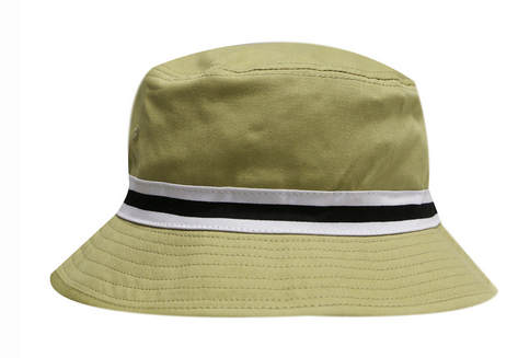Khaki Bucket Hat w Stripe