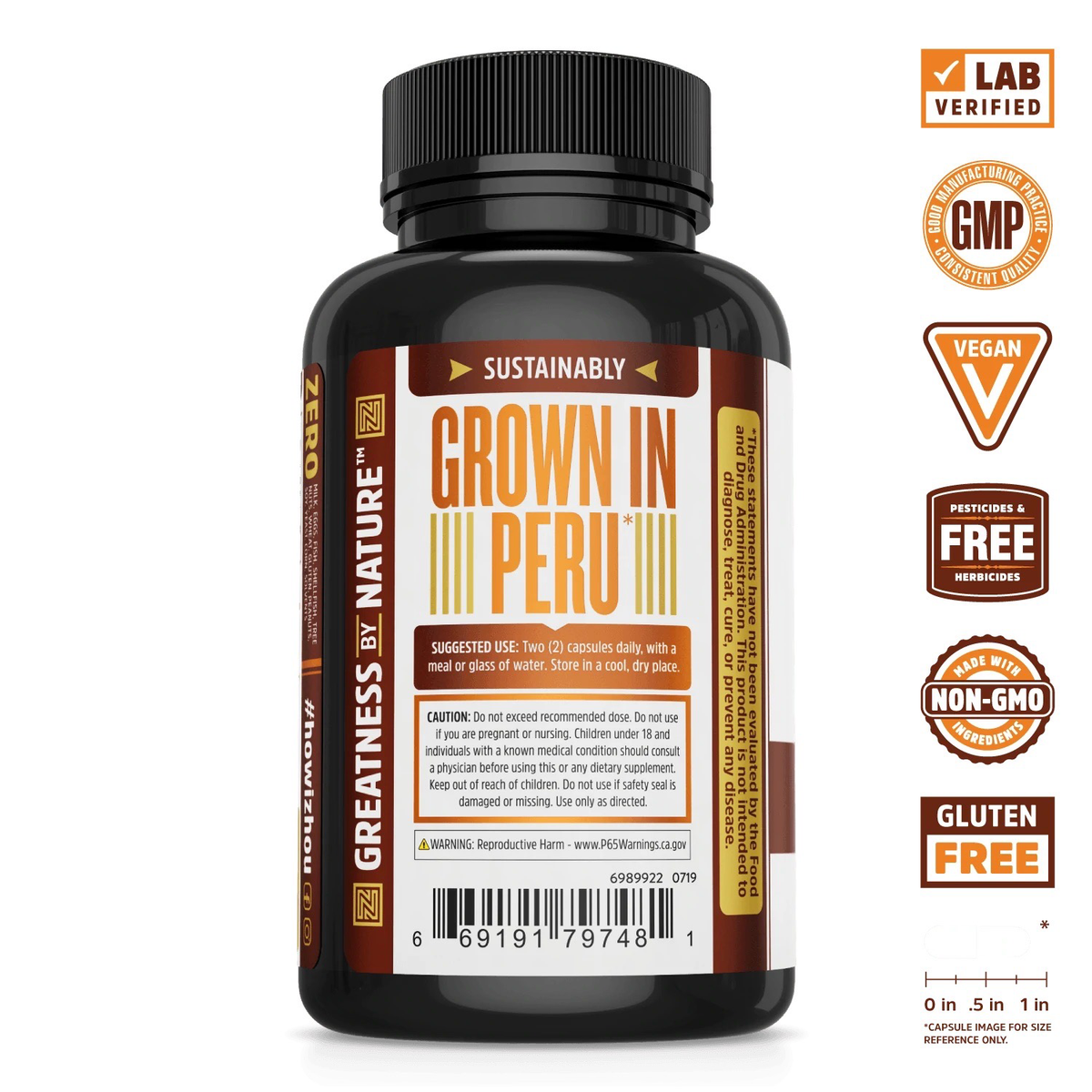 Zhou Maca Root Capsules - 120 Veggie Capsules, photo 3