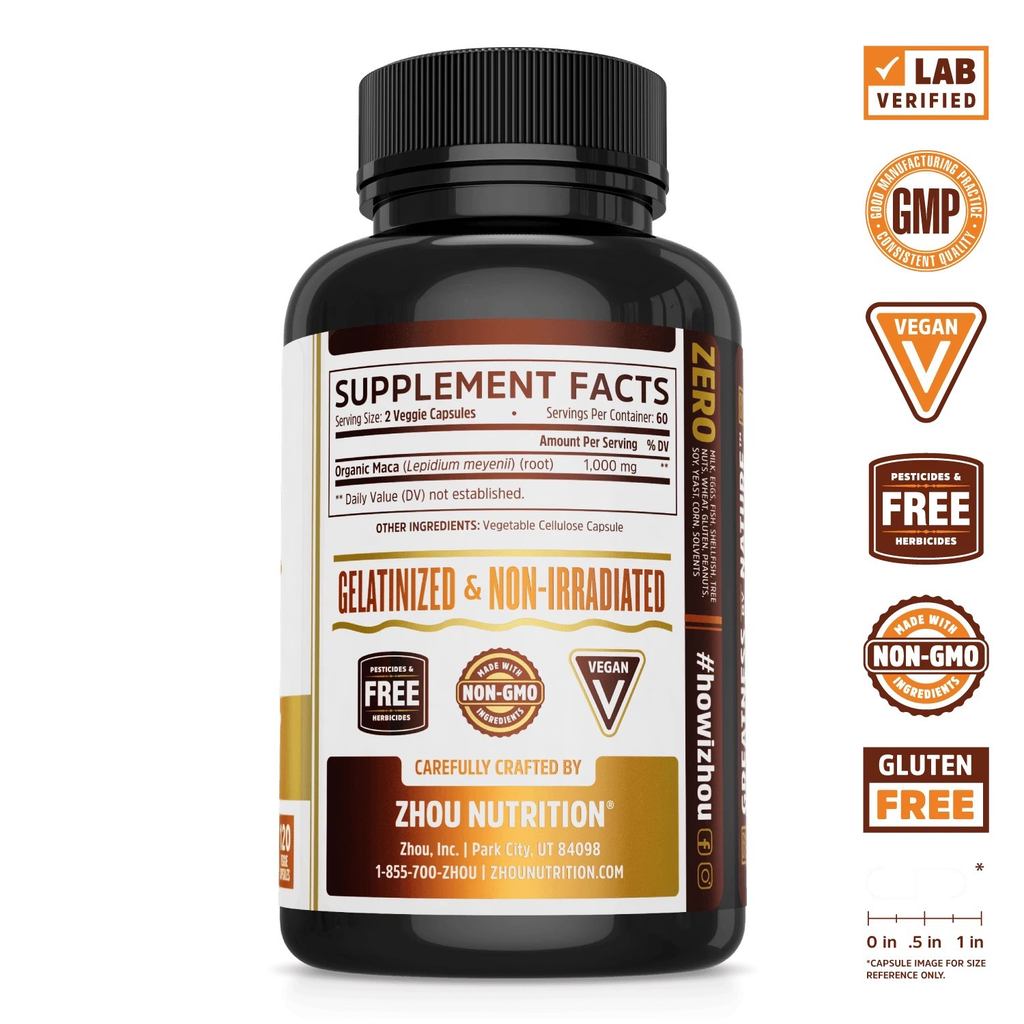 Zhou Maca Root Capsules - 120 Veggie Capsules, photo 4