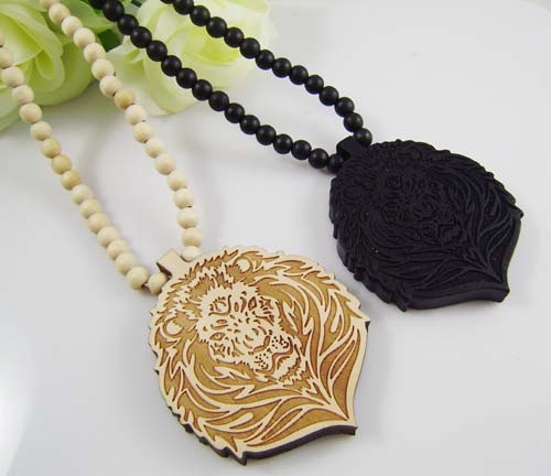 Lion Face Wooden Necklace