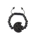 Star and Crescent Moon Adjustable Wooden Bead Bracelet - Black