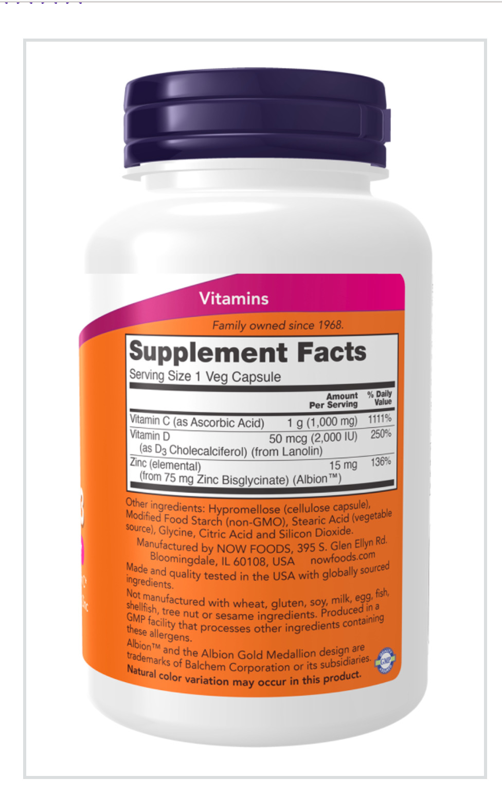 C-1000 Zinc & D-3 Veg Capsules, photo 2