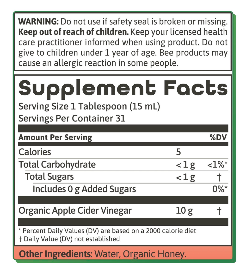 Dynamic Health Raw Apple Cider Vinegar - 16oz (Glass), photo 2