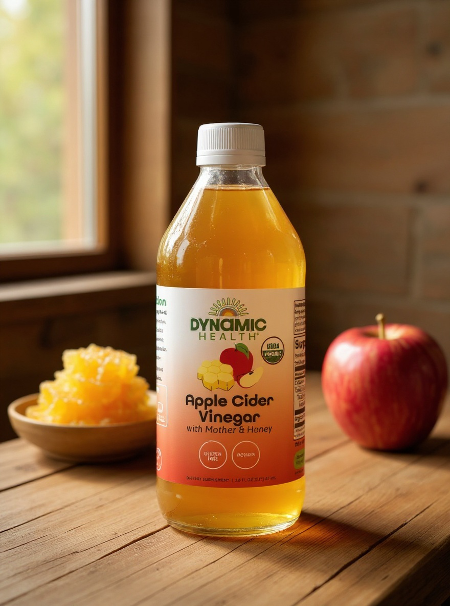 Dynamic Health Raw Apple Cider Vinegar - 16oz (Glass), photo 3