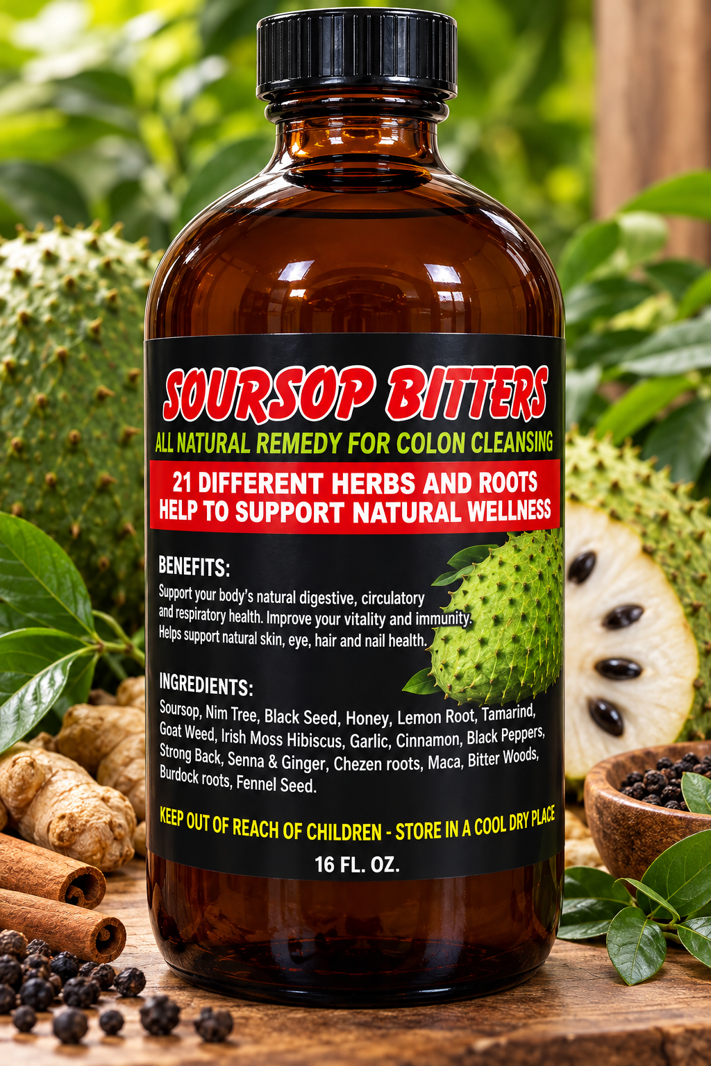 Soursop Bitters – Traditional Caribbean Herbal Blend | 16 oz