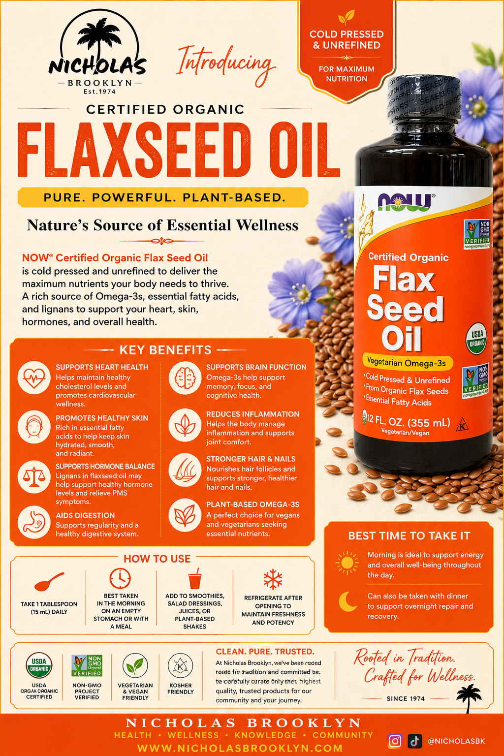 Certified Organic Flax Seed Oil 12oz, photo 5