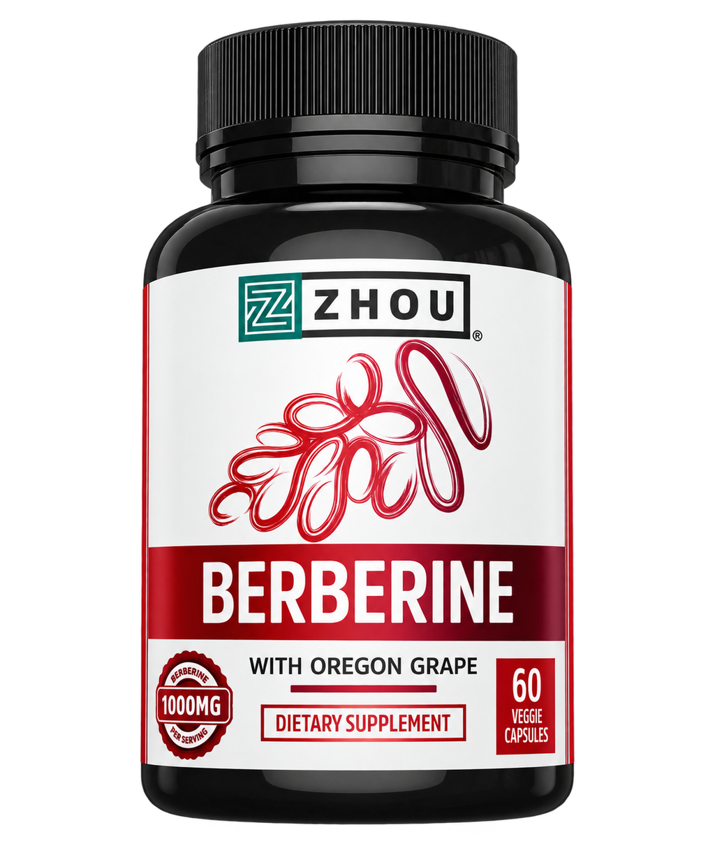 Zhou Nutrition Berberine with Oregon Grape – 1000 mg | 60 Vegan Capsules