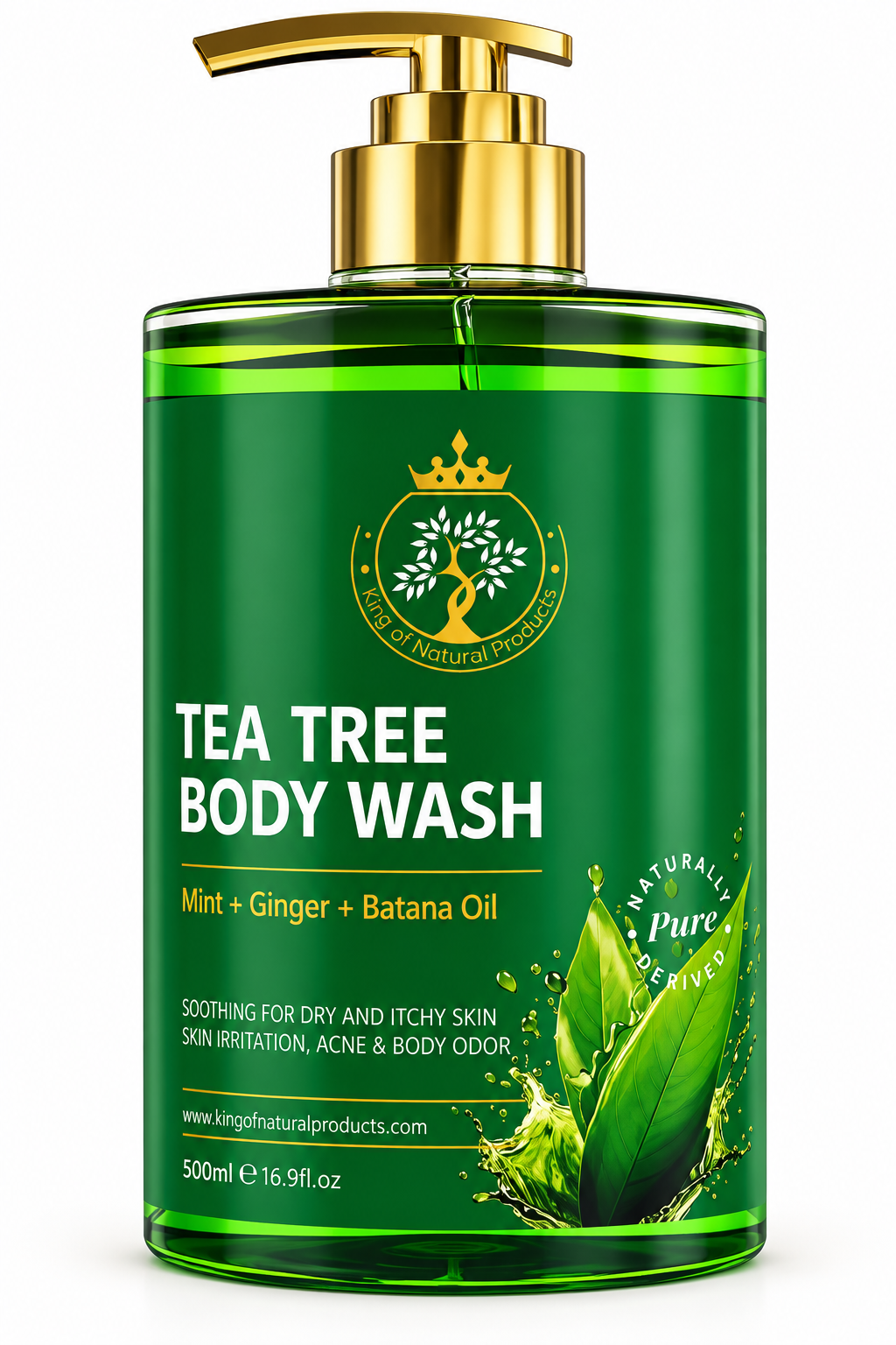 Tea Tree Body Wash with Mint, Ginger & Batana Oil – Refreshing & Moisturizing Cleanse | 16.9 oz