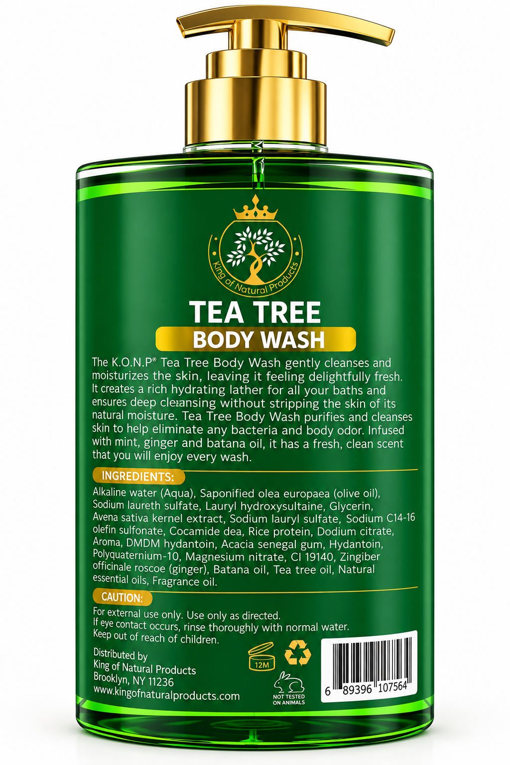 Tea Tree Body Wash with Mint, Ginger & Batana Oil – Refreshing & Moisturizing Cleanse | 16.9 oz