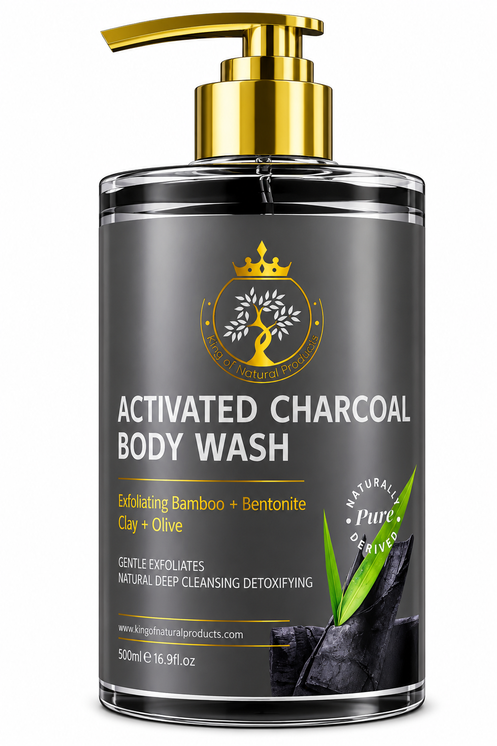 Activated Charcoal Deep Cleansing Body Wash with Bamboo, Bentonite Clay & Olive Oil – 16.9 oz