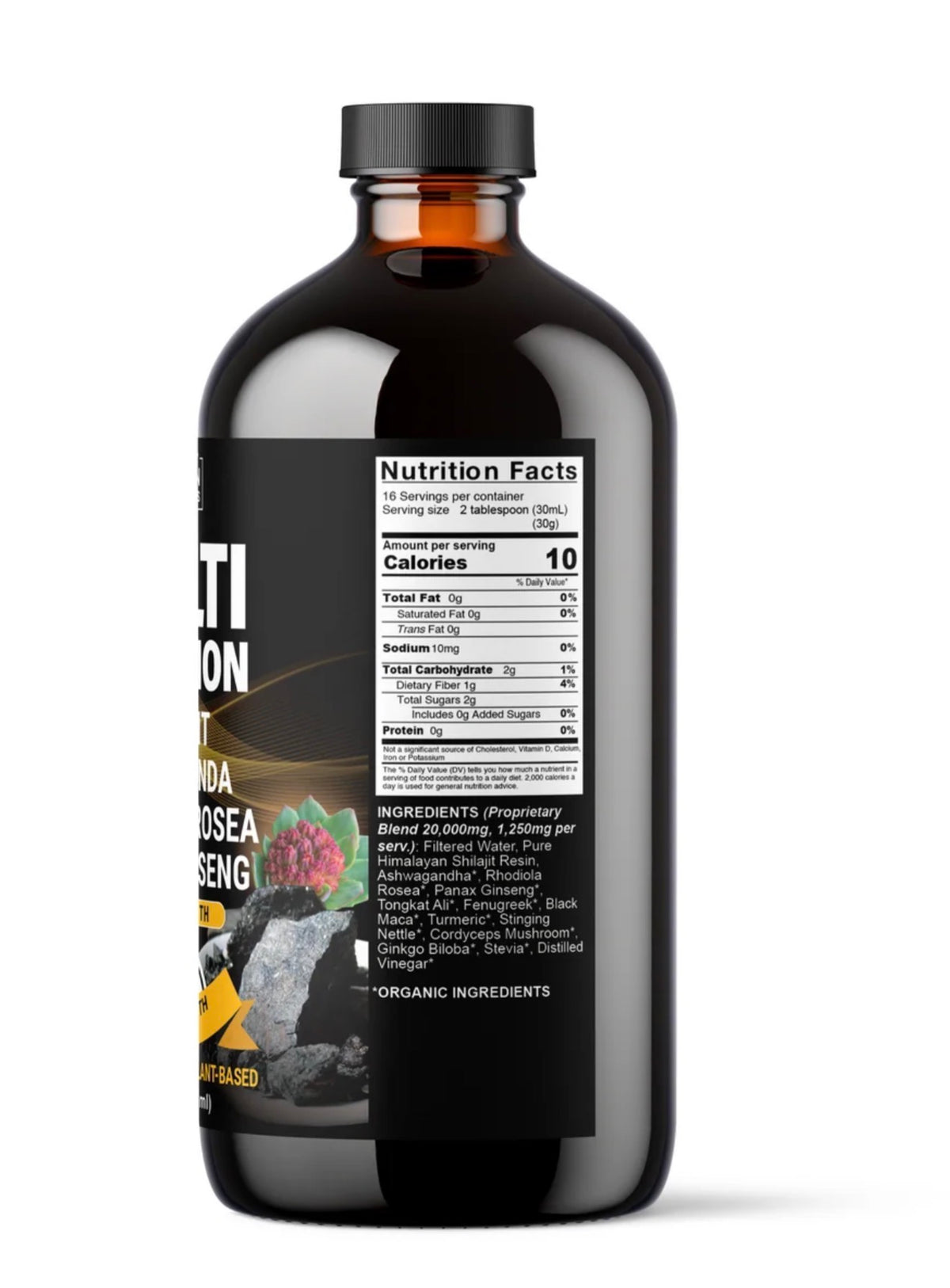 Multi Function 13-in-1 Extra Strength Herbal Supplement – Shilajit, Ashwagandha, Rhodiola Rosea & Panax Ginseng | 20,000mg | 16 fl oz